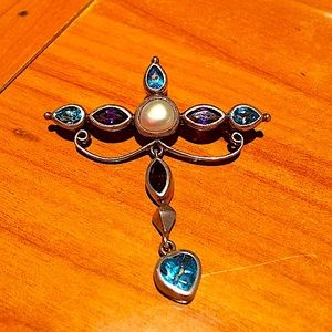 Sterling silver seraphim brooch & pendant (both)